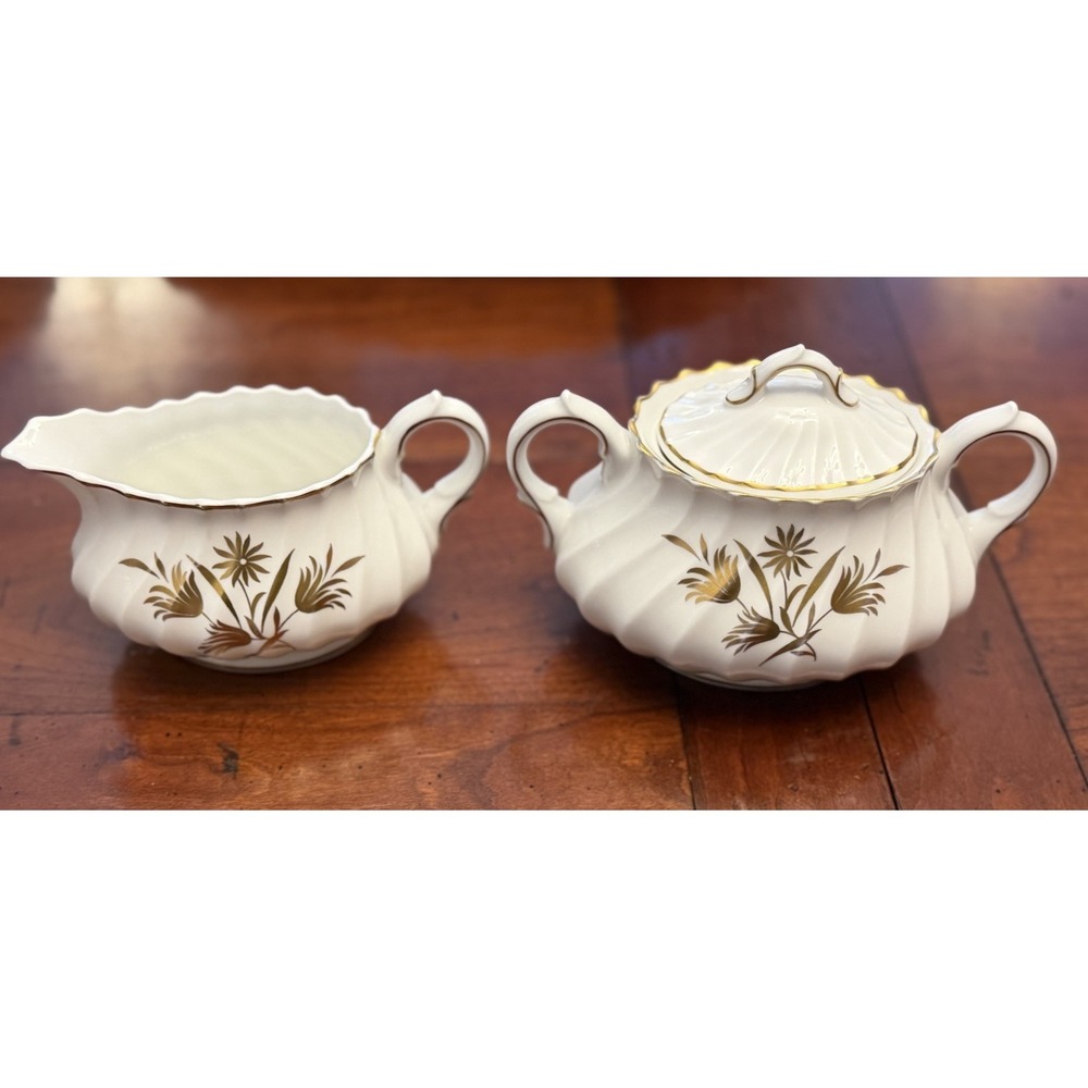 Royal Doulton Napier H4800 Creamer and Covered Sugar Bowl Set Vintage Bone China